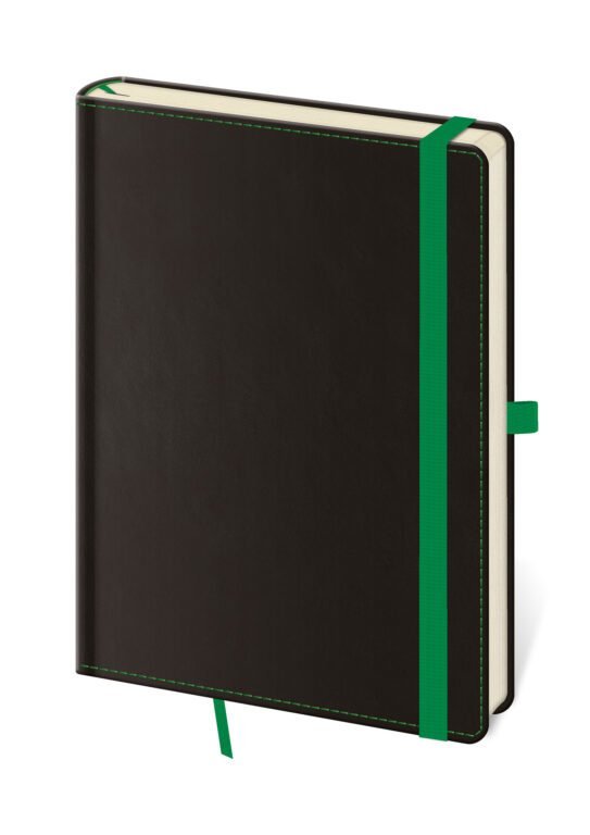 Tečkovaný zápisník Black Green L (čtverečkovaný)