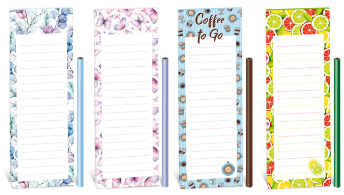 Magnetický blok s tužkou 7,5 x 24 cm mix 2